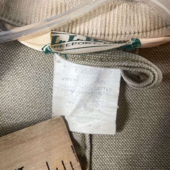 Vtg LL Bean Jacket Womens Large Beige Canvas Chore Barn Coat Shacket 80s Retro - Picture 3 of 16